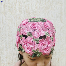 創意個性時尚雲南民族風立體花朵鏤空百搭包頭帽刺綉帽玫瑰花帽子