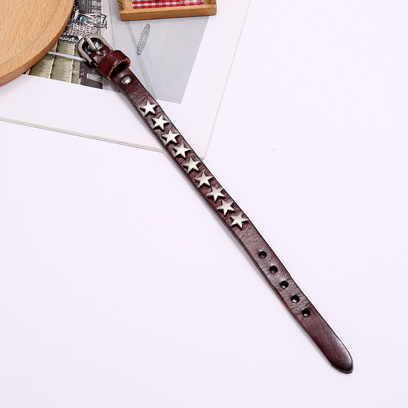 Punk fashion Retro Star-shaped alloy Leather Bracelet Accessories Jewelry nihaojewelry