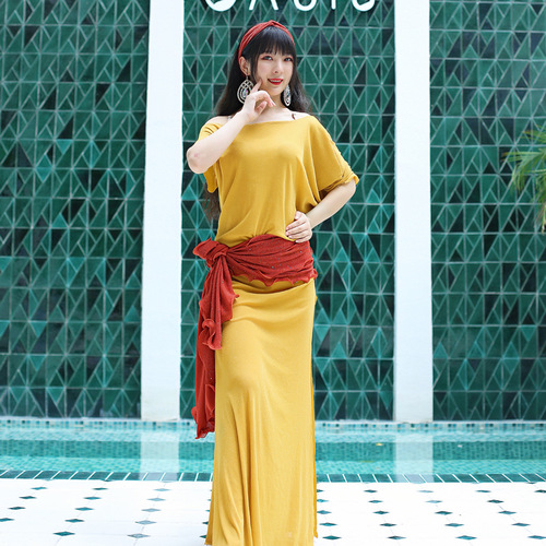 Belly dance practice clothing 2024 new clothing women's folk baladi robe performance oriental dance dance clothing hip scarf