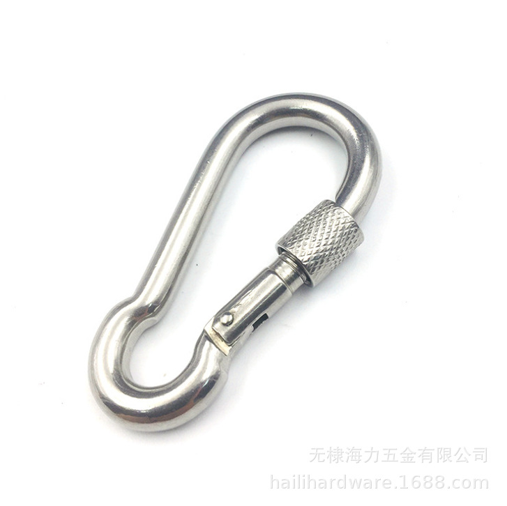 不锈钢带螺母弹簧扣 登山扣 快挂扣 实心安全扣链条连接件