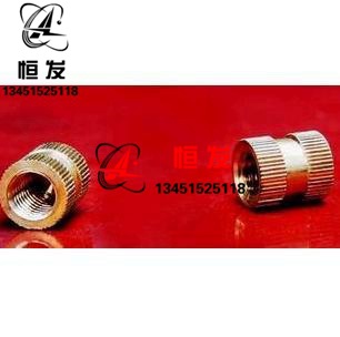 铜镶件 预埋铜件 双通滚花圆铜螺母 圆柱体螺帽 M4*6*6  (10个)