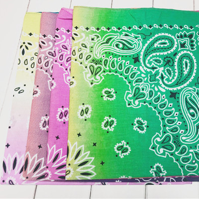 Bandana印花大手帕新款扎染双腰腰果花方巾渐变嘻哈头巾全棉外贸