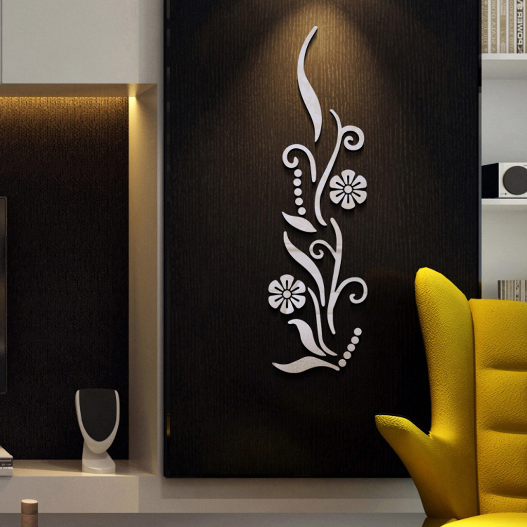 3D Flower Decorative Living Room Bedroom TV Home Decals Decoration Acrylic Mirror Wall Stickers_voghion.com