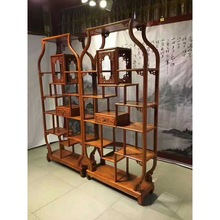 缅甸花梨大果紫檀两件套雕花博古架展示架陈列架明清中式红木家具