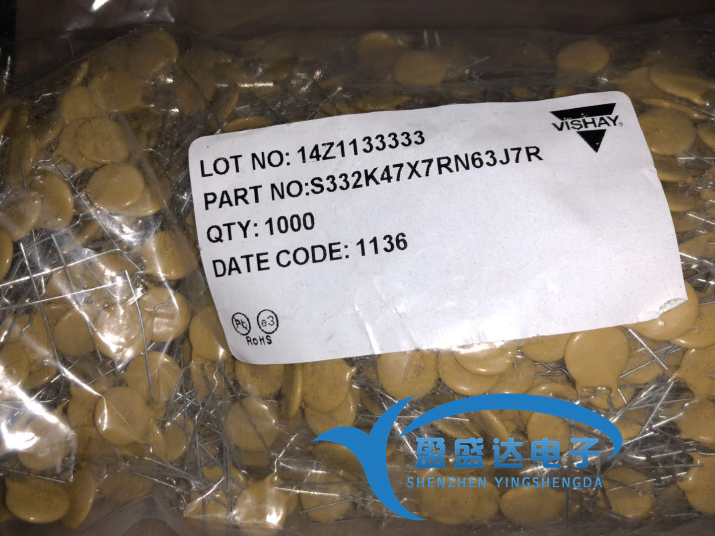 S332K47X7RN63J7R进口VISHAY高压瓷片332K 1KV330PF 332 X7RY电容