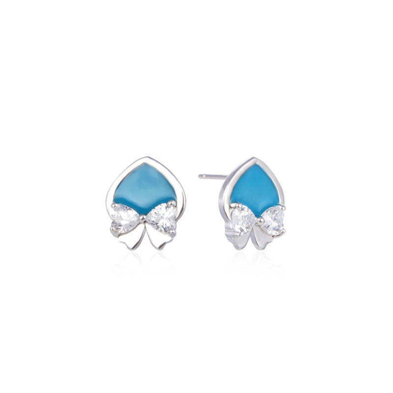 Japonés y coreano s925 pendientes de gota de plata niñas lindo dulce arco pendientes simples pendientes de todo fósforo al por mayor