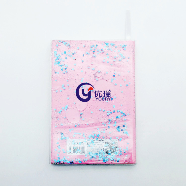 厂家直销32K盒装亮片书本胶套 PVC入油亮片流沙笔记本封面