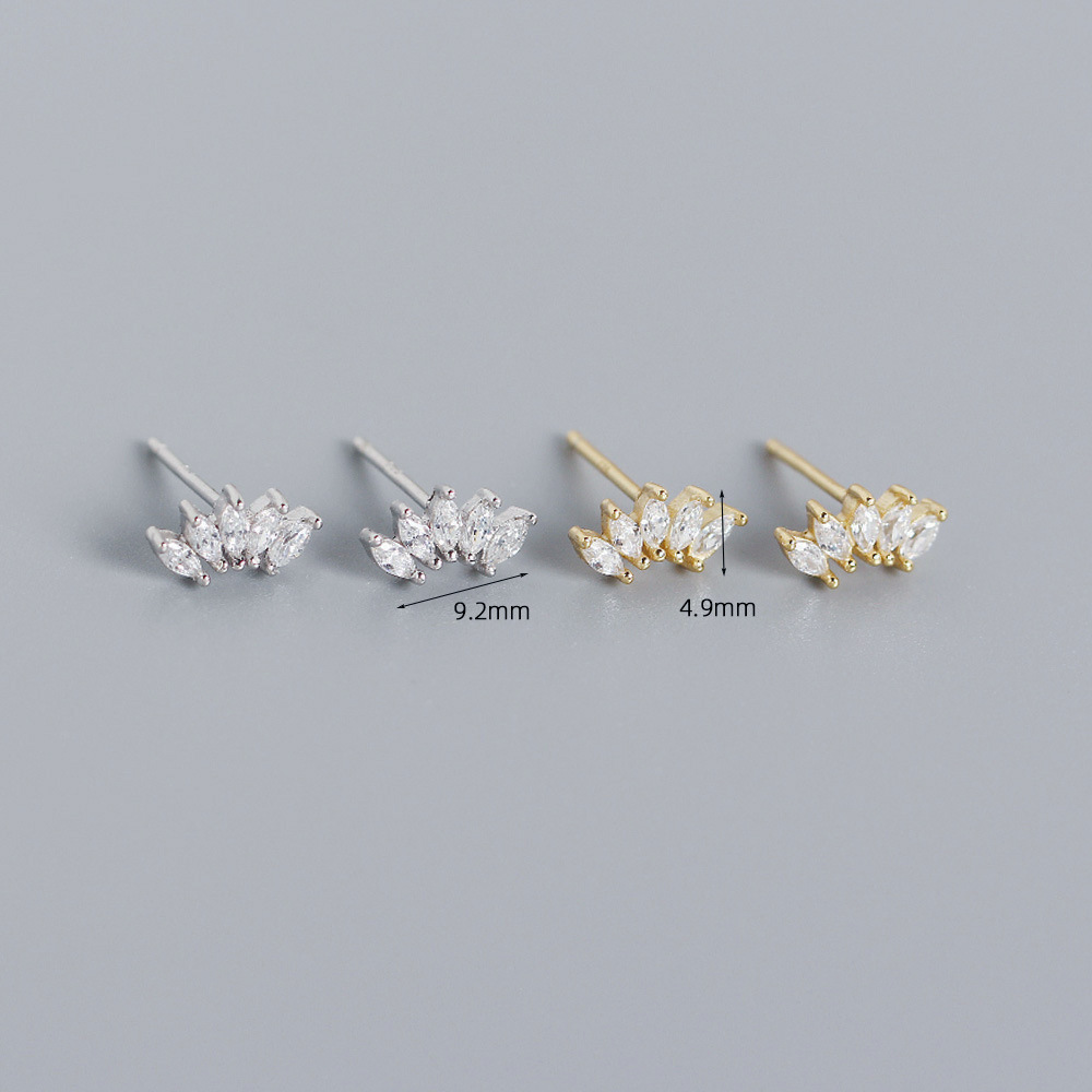 Fashion Sector Silver Plating Zircon Ear Studs 1 Pair display picture 2