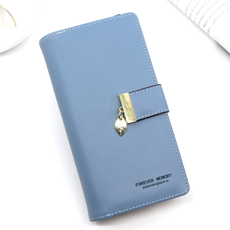 Nueva hoja de estilo coreano hueco de salida de cremallera larga cartera monedero de mujer bolso de teléfono móvil monedero de embrague de mujer