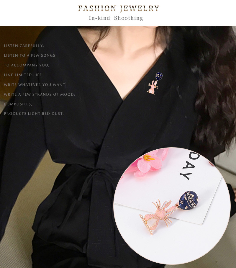 Fashion Cartoon Korean  Rabbit Balloon Oil Drop Brooch display picture 3