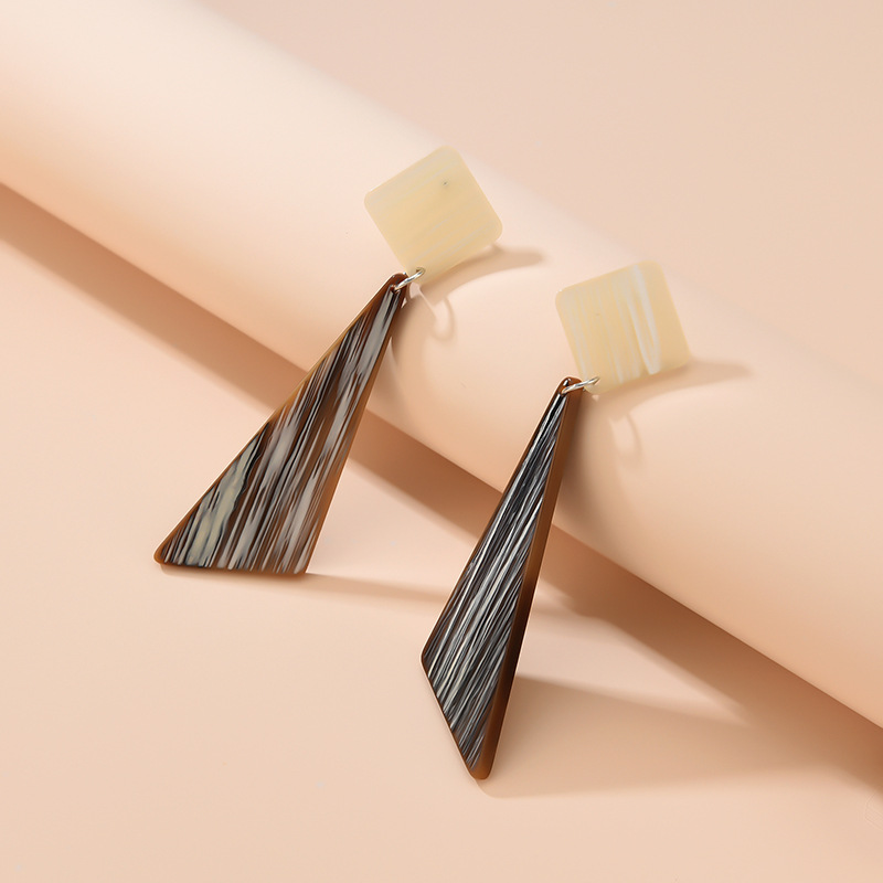 Fashion Creative Geometric Stitching Triangle Acrylic Earrings display picture 5