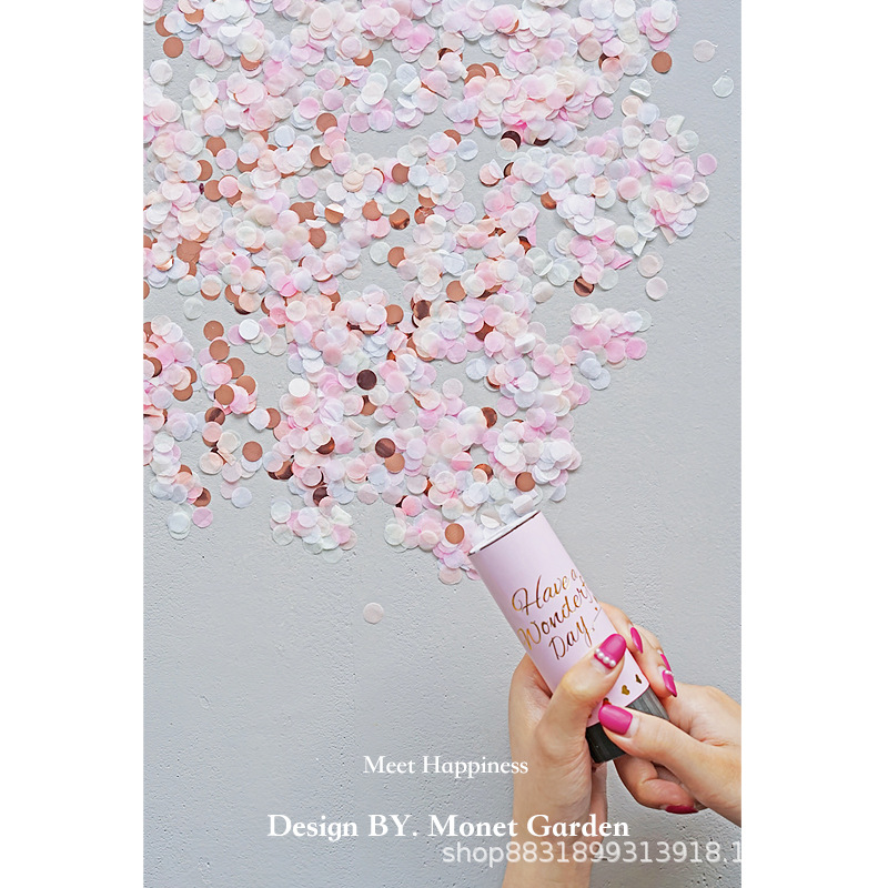 11cm手持小礼花炮结婚开业用品弹簧驱动礼宾花喷花筒五彩纸屑婚礼|ru