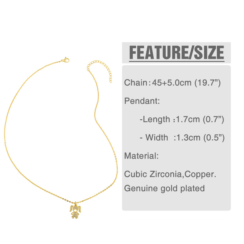 creative micro-inlaid zircon boy and girl pendant necklace wholesale