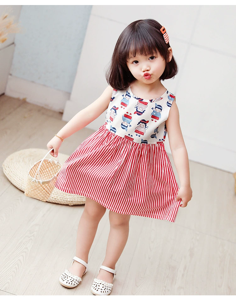 summer dresses	 100% Cotton Baby Girl Dress Summer Children Clothes Sleeveless Cloth Kids Princess Girls Dresses Party Fashion Outfit Clothing dresses evening