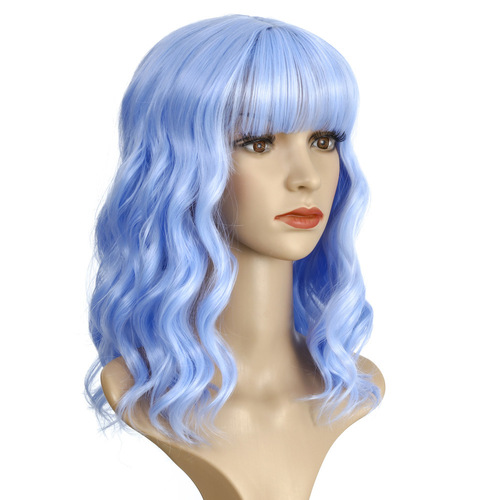 European and American colorful curly hair Wigs for Ladies photos shooting cosplay short curly hair with bangs synthetic fiber headgear wig