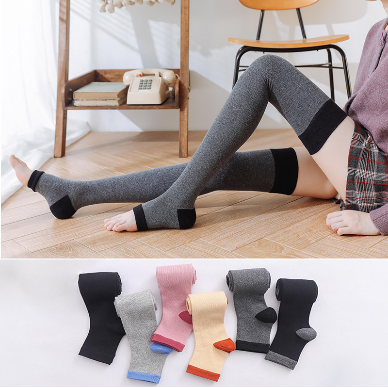 Legs socks, women's knee socks, autumn, winter thickening, stress, thin leg socks, semi-semi-cut foot high tube