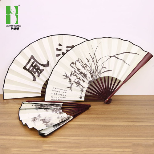 Gift advertising fan silk cloth ancient fan 10 inch men's fan folding fan wholesale scenic fan can be engraved and printed with logo