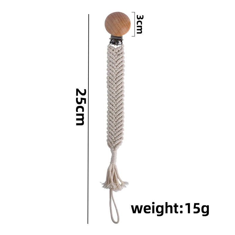 Nuevo bebé hecho a mano cuerda trenzada pezón palo Bebé creativo haya clip juguete mordedor pezón cadena