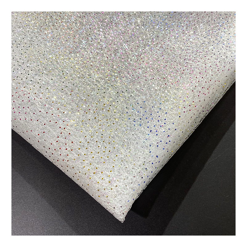 Fabricante de poliéster colorido sequinilla malla desordenada tela tela de vestido de boda de poliéster