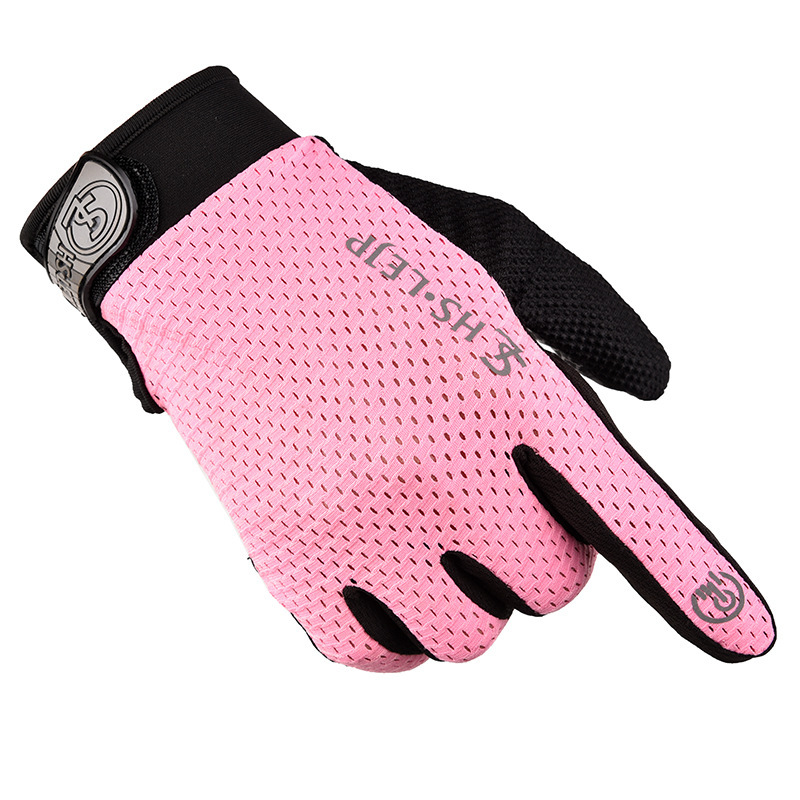 Spring and summer riding driving gloves long finger men's and women's touch screen breathable thin high elastic mesh sunscreen climbing fitness