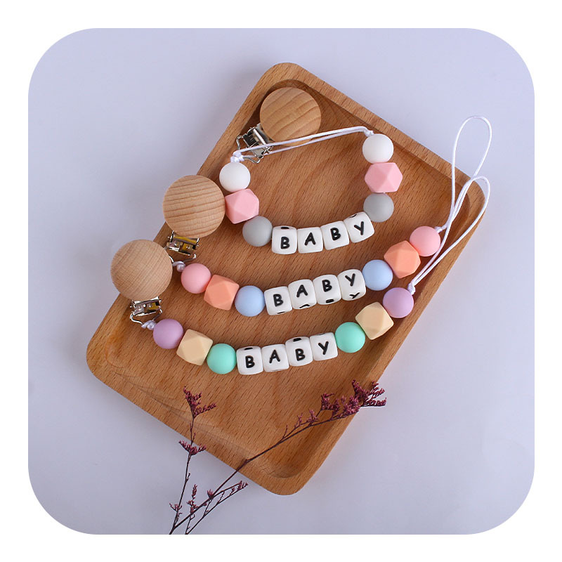 Nuevo bebé DIY creativo chupete cadena nombre personalizado haya Mickey animal de dibujos animados juguete mordedor chupete cadena