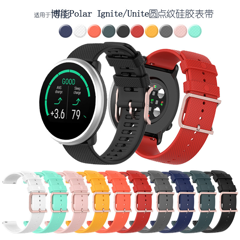 20mm for Boneng Polar Ignite/Unite smart watch wristband silicone replacement strap polka dot pattern