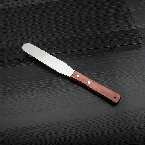 Stainless steel straight spatula multi-specification DIY cream cake spatula scraper baking wood handle cream knife baking tool