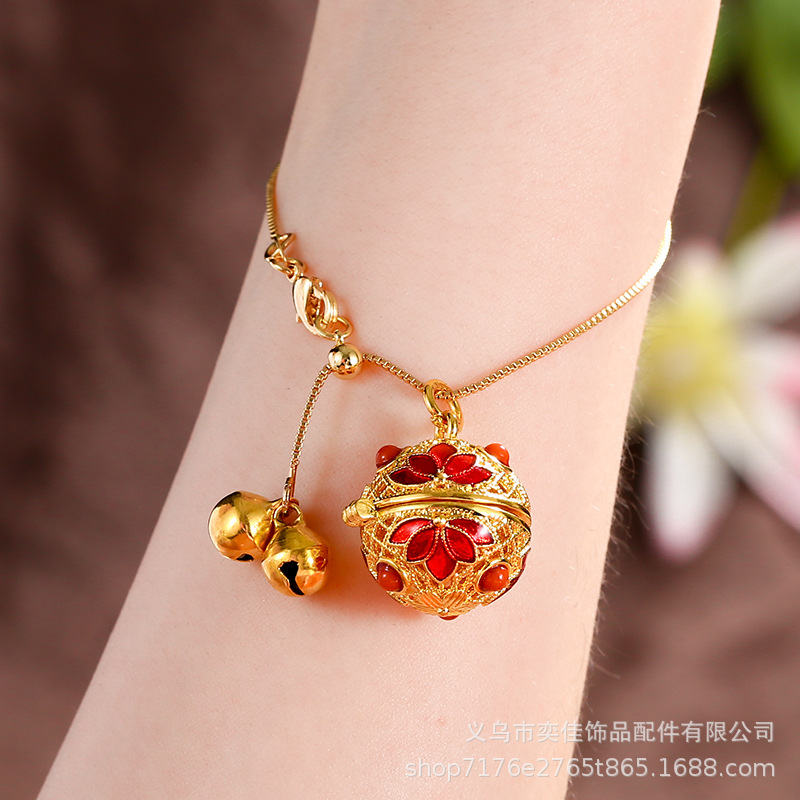 奕佳原創  醉玲珑 镂空琺琅景泰藍氣質香薰香水鈴铛保色小衆手鏈