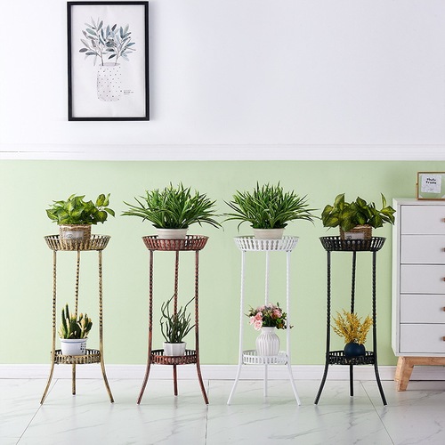 Green Plant Stand with Multi-Layered Balcony Iron Work Flower Stand, Indoor Floor Plant Pot Stand, Wholesale