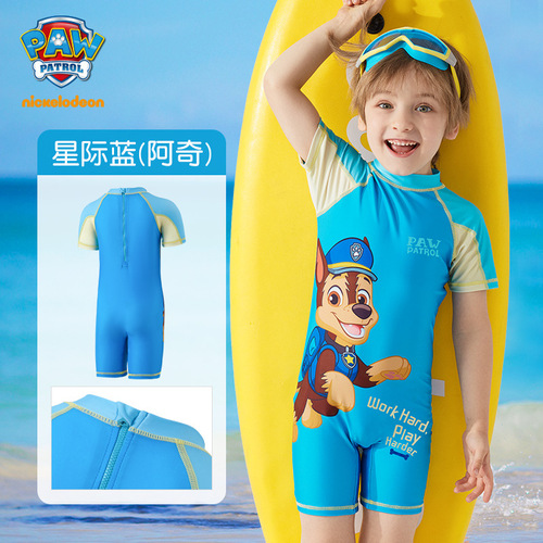 Children's one-piece cartoon swimwear cute and trendy PAW Patrol swimwear for boys and girls, wholesale swimming equipment