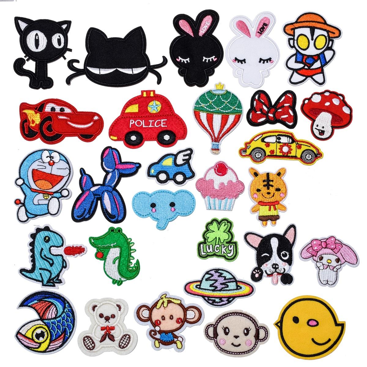 黑白兔熊猫刺绣布贴组合咸蛋超人熨烫布贴小猫卡通补丁贴批发加工