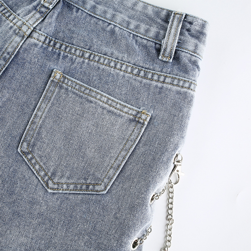 Spring new chain sexy split denim shorts NSLQ58633