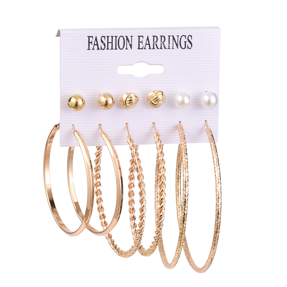 Big Circle Exaggerated Earrings Set 6 Pairs display picture 5