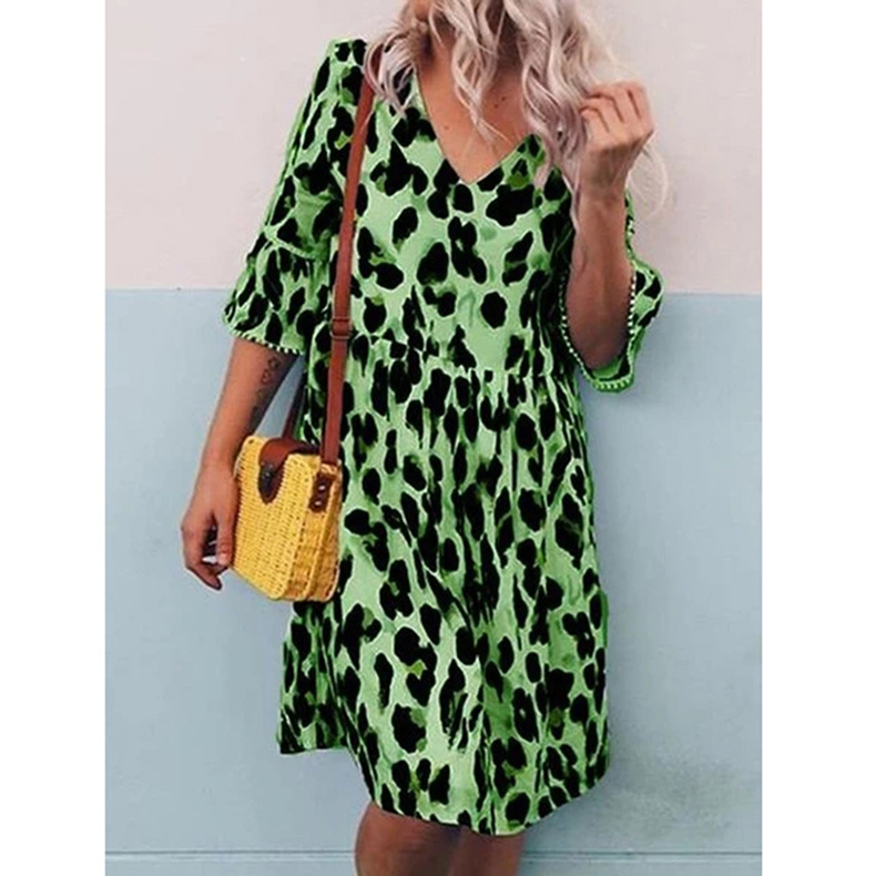 summer new style women s loose V-neck printed dress NSKX5985