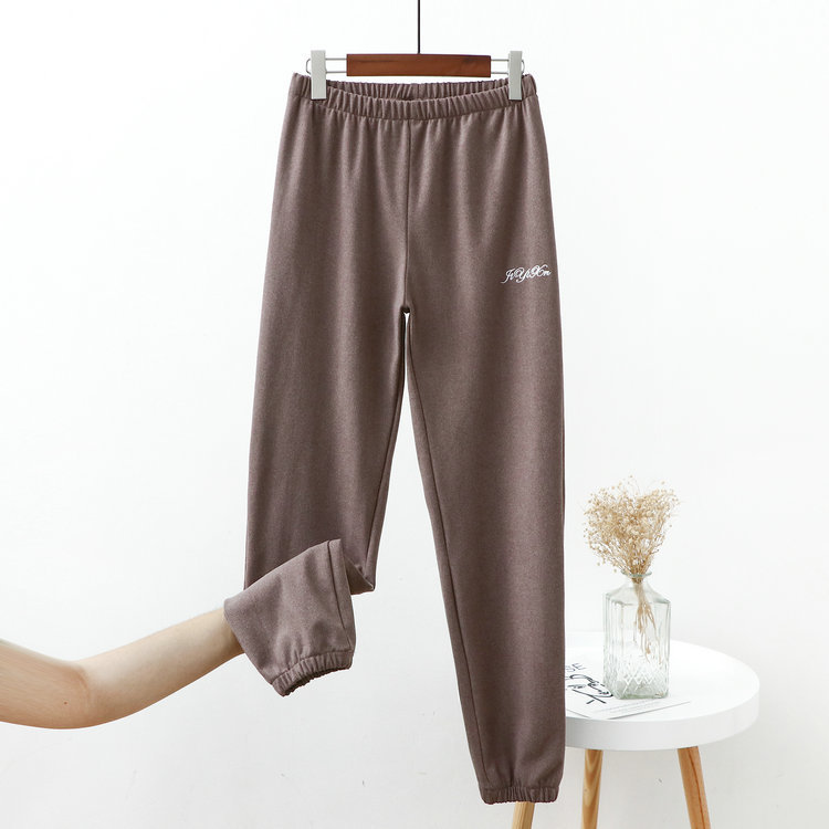 Corazón cálido homewear pantalones ropa de abrigo casual bloomers Otoño e Invierno suelto todo a juego de terciopelo casa tobillo-atado cálido perezoso pantalones de pijama