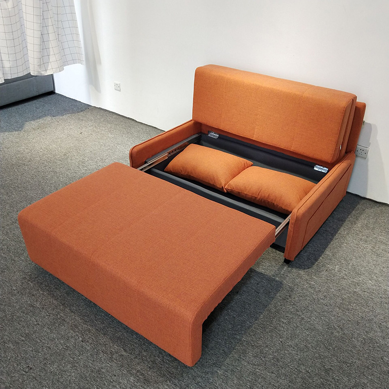 Sofá cama de tela desmontable multifuncional de doble propósito pequeño apartamento balcón almacenamiento plegable retractable sofá perezoso