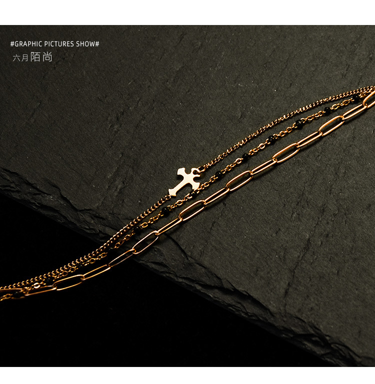 Three-layer Cross Bracelet Titanium Steel Three Layers Of Real Gold No Allergy Wholesale Nihaojewelry display picture 13