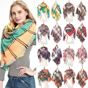 Seasonal increase thickened bristle Plaid square scarf shawl for women scarf