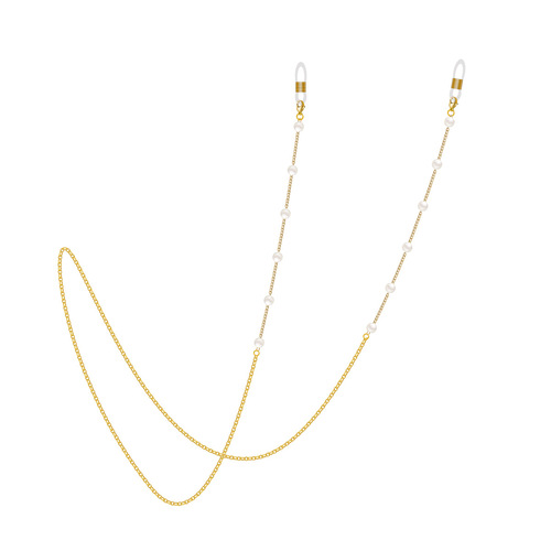 New fashionable pearl chain lanyard anti-lost lanyard necklace glasses chain (flat word pearl + o word)