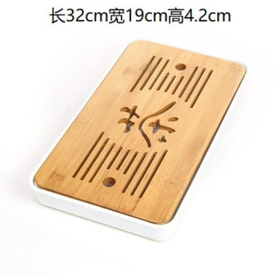 Bamboo Tea Tray, small square drain design, water-storage mini Kung Fu tea platform