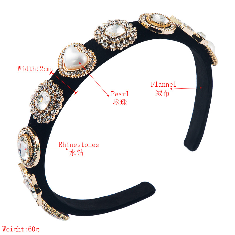 Korean Fashion New  High-grade Velvet Multi-layer Rhinestones Inlaid Pearl Headband Retro Pressure Hair Band Nihaojewelry Wholesale display picture 1