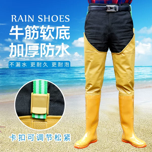 Super High Rain Shoes Long Rain Boots Fishing Water Shoes Pants Men's and Women's Rice Planting Boots Thickened Wear-resistant Rubber Shoes Knee-length Paddy Shoes