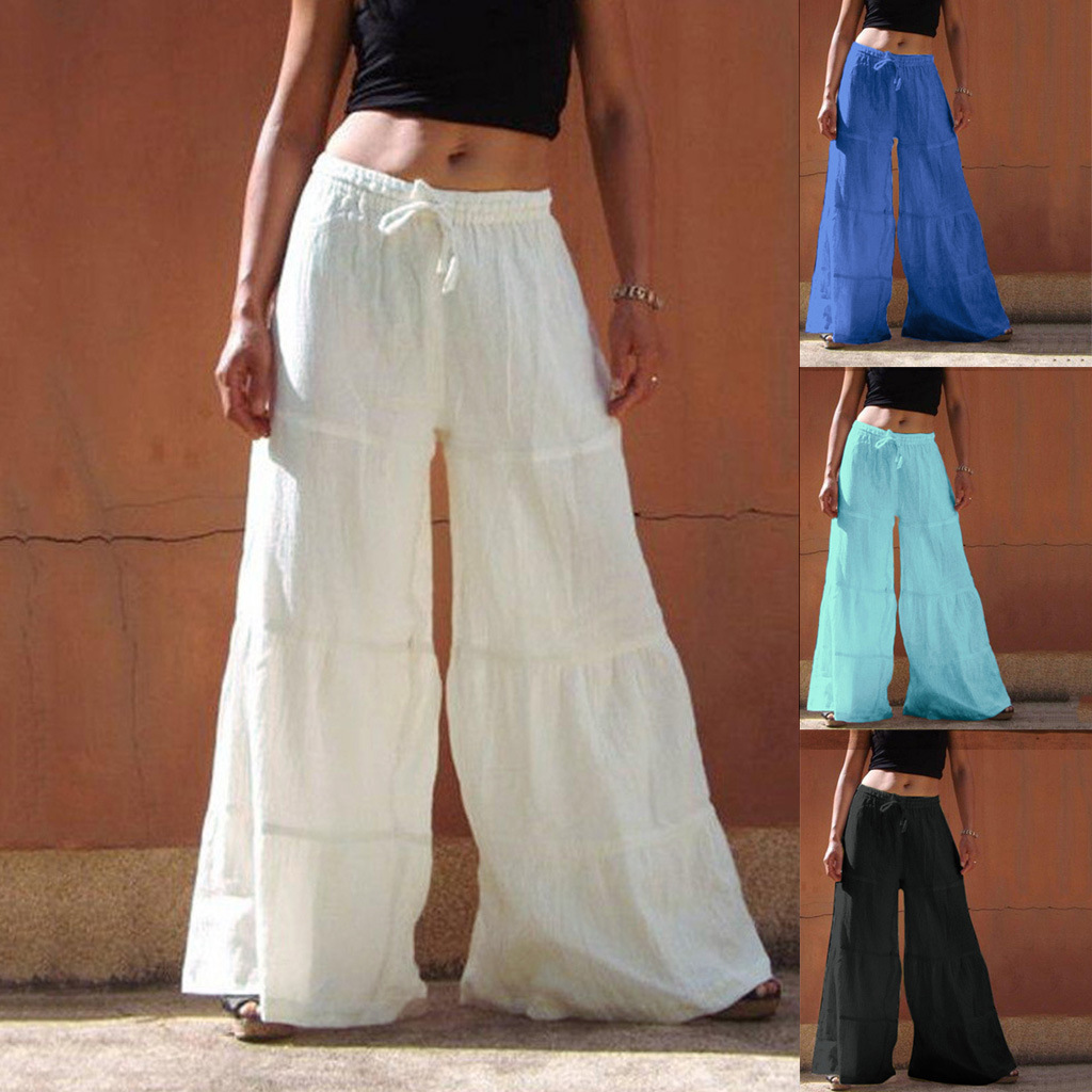 Women's Daily Simple Style Solid Color Full Length Washed Casual Pants Wide Leg Pants display picture 2