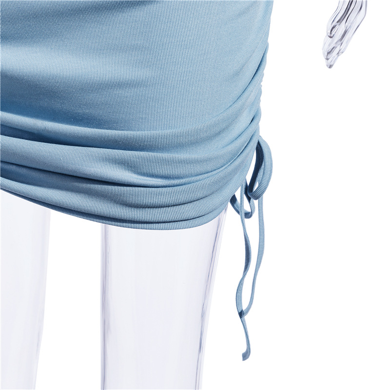 Pleated Skirt Sexy Commute Round Neck Straps Sleeveless Solid Color Above Knee display picture 4