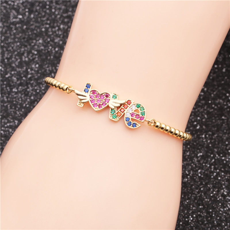 micro-inlaid zircon palm love adjustable bracelet