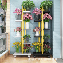 花架陽台客廳簡約可移動落地式鐵藝多層室內綠蘿置物花盆架帶輪子