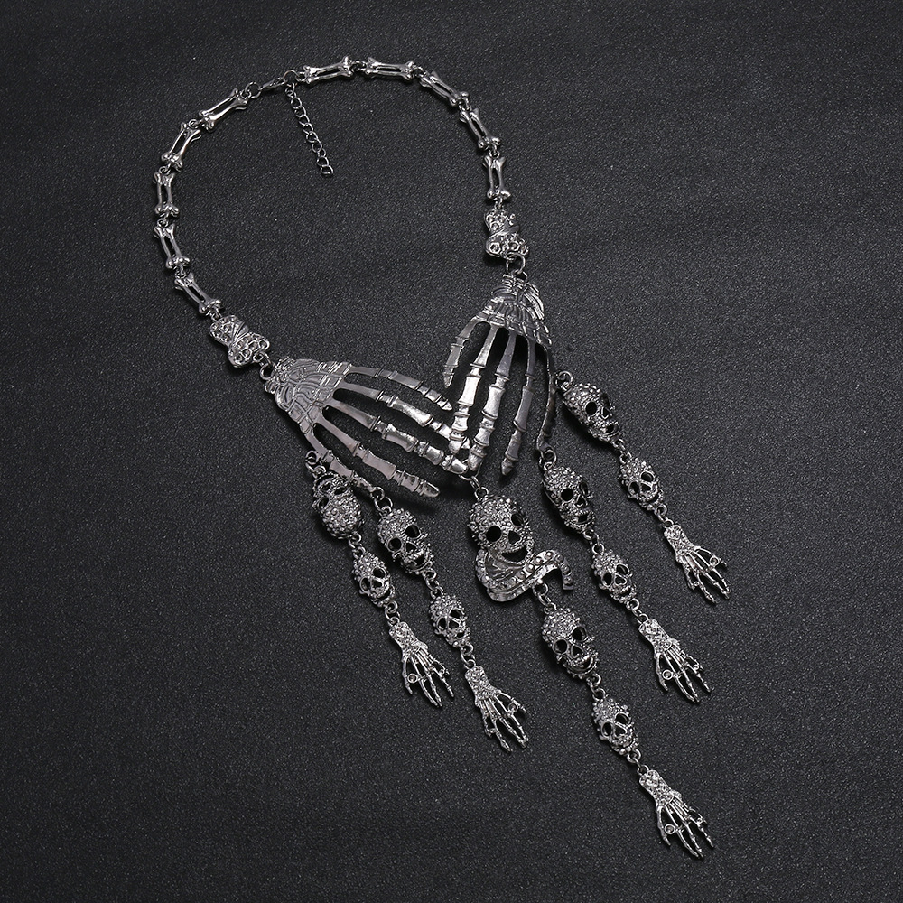 Women'S Gender Retro Exaggerated Unforgettable Skull Alloy Plating Halloween Women's Earrings Necklace