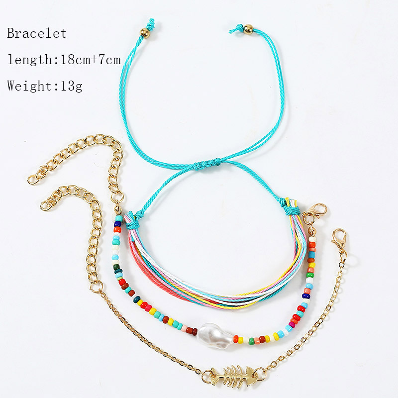 Bohemian Beach Hand-woven Fishbone Rope Multilayer Anklet display picture 1