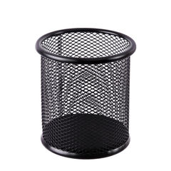Factory Direct Selling Simple Round Pen Holder Creative Office Supplies Black Mesh Metal Pen Holder Pen Insert Square Thickened