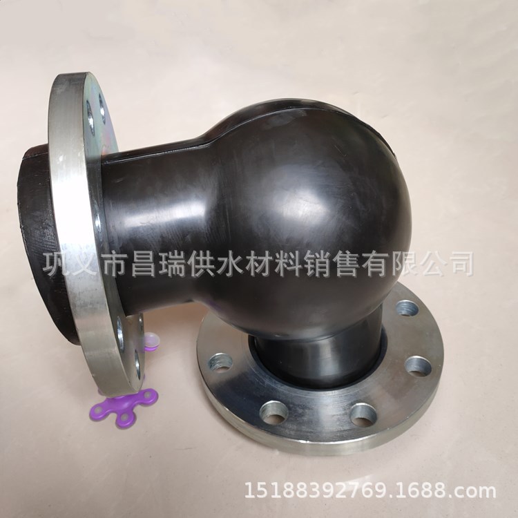 90度可曲挠橡胶弯头软接头 Q235B镀锌法兰式直角橡胶弯头DN100/80